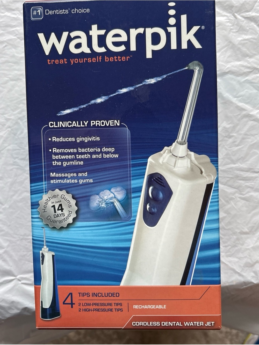 Waterpik Cordless Dental Water Jet - White/Blue-Brand New In Original Box